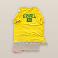 Brasil Brazil Flag Graphic T-Shirt Yellow Short Sleeve