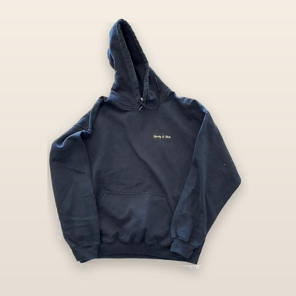Sporty & Rich Embroidered Logo Hoodie Black Size L Gildan Blank