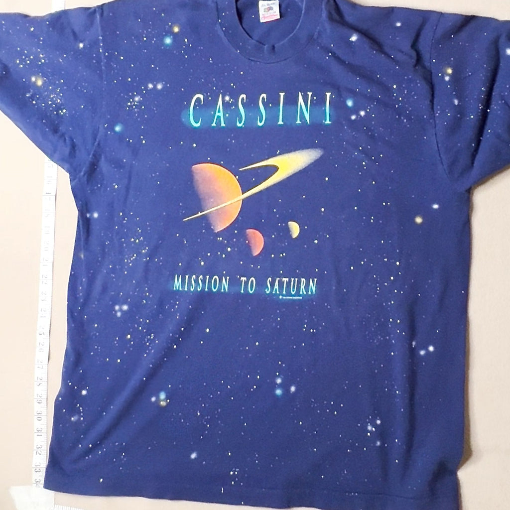 Vintage Cassini Mission To Saturn All Over Print Stars T-Shirt Space Galaxy