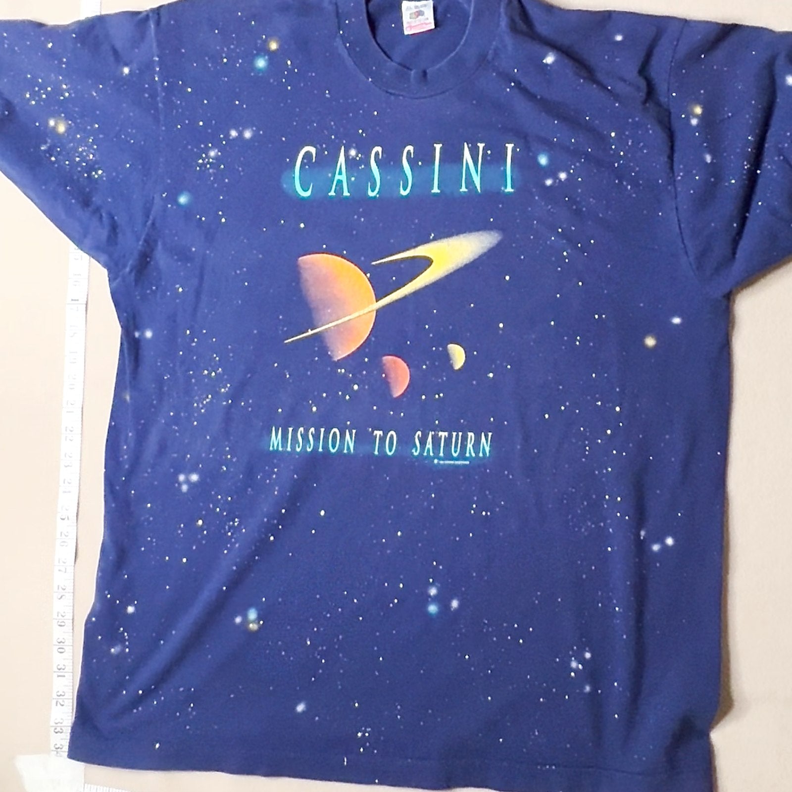 Vintage Cassini Mission To Saturn All Over Print Stars T-Shirt Space Galaxy