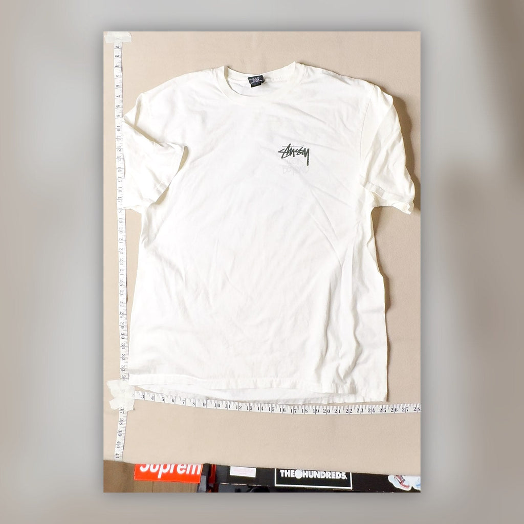 Stussy T-Shirt Sun Planet Graphic Logo XL White Made in Honduras