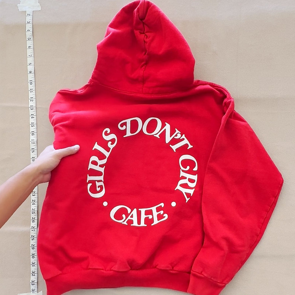 Girls Don't Cry Cafe Red Graphic Pullover Hoodie Size L