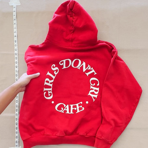 Girls Don't Cry Cafe Red Graphic Pullover Hoodie Size L