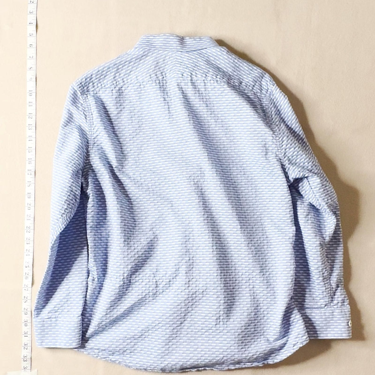 Men's Light Blue Patterned Long Sleeve Button Down Shirt Contrasting Collar