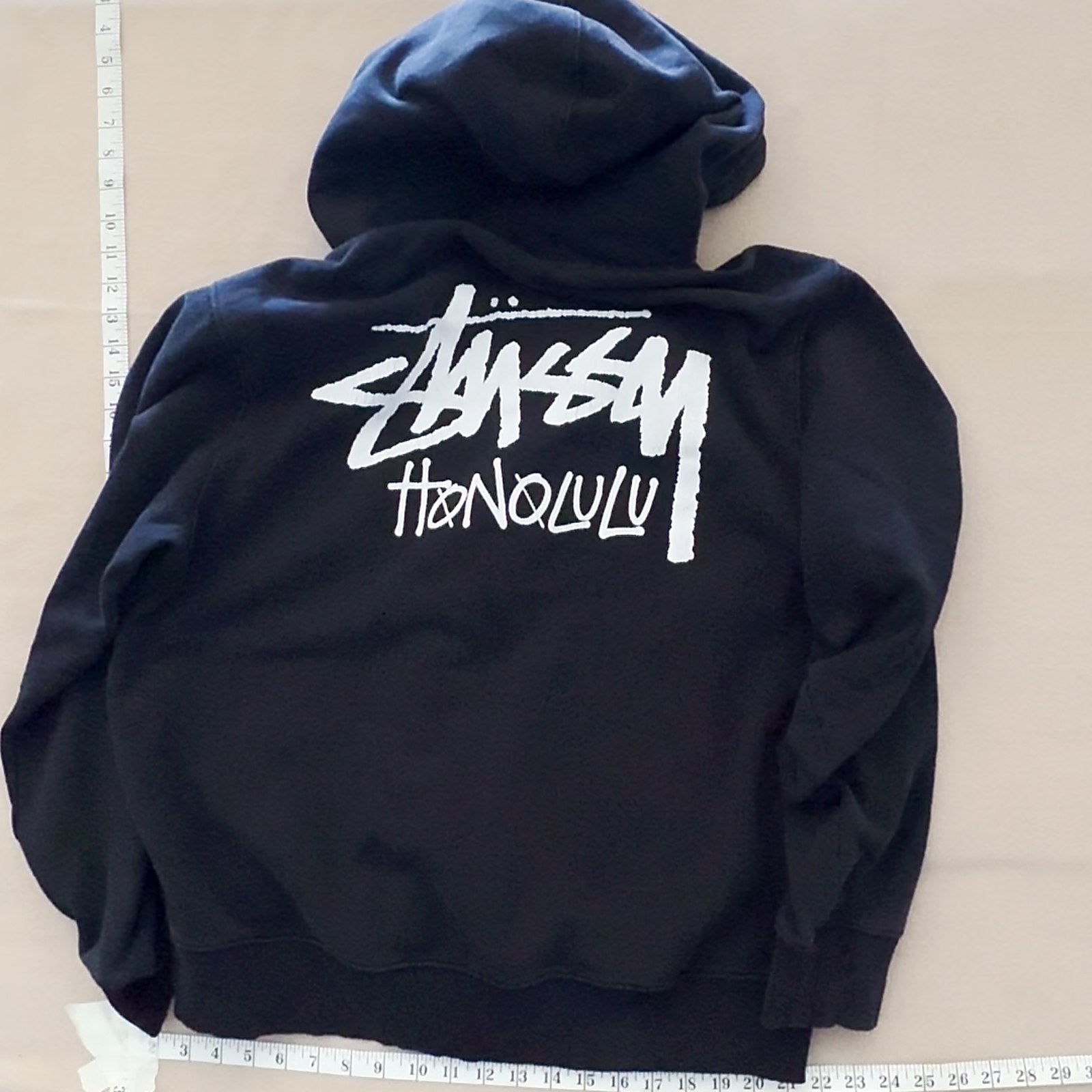 Stussy Honolulu Zip Up Hoodie Sweatshirt Black Size XL
