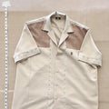Men's Retro Style Guayabera Camp Shirt Beige Brown Embroidered Short Sleeve