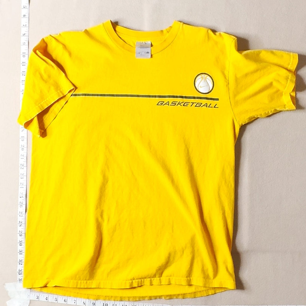 Nike Basketball Graphic T-Shirt Yellow Short Sleeve Size L Large