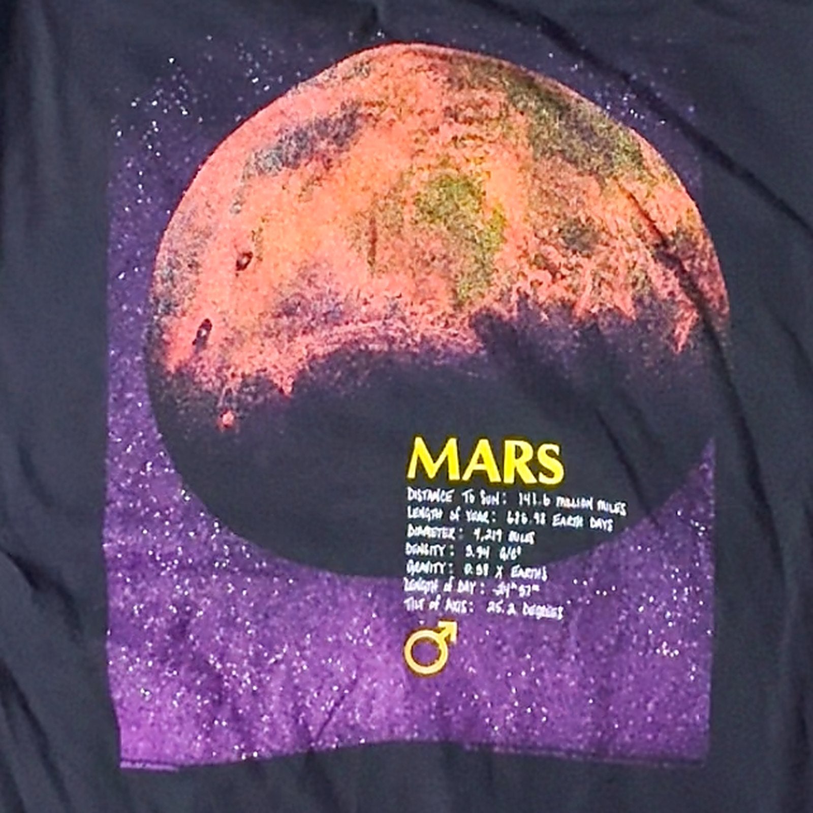 Vintage Hanes Heavyweight Adult XL Men's Black Mars Space Planet Graphic T-Shirt