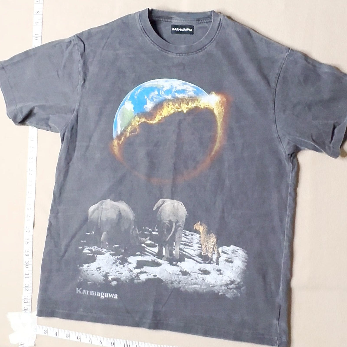 Karmagawa Earth On Fire Graphic T-Shirt Elephants Tiger Short Sleeve
