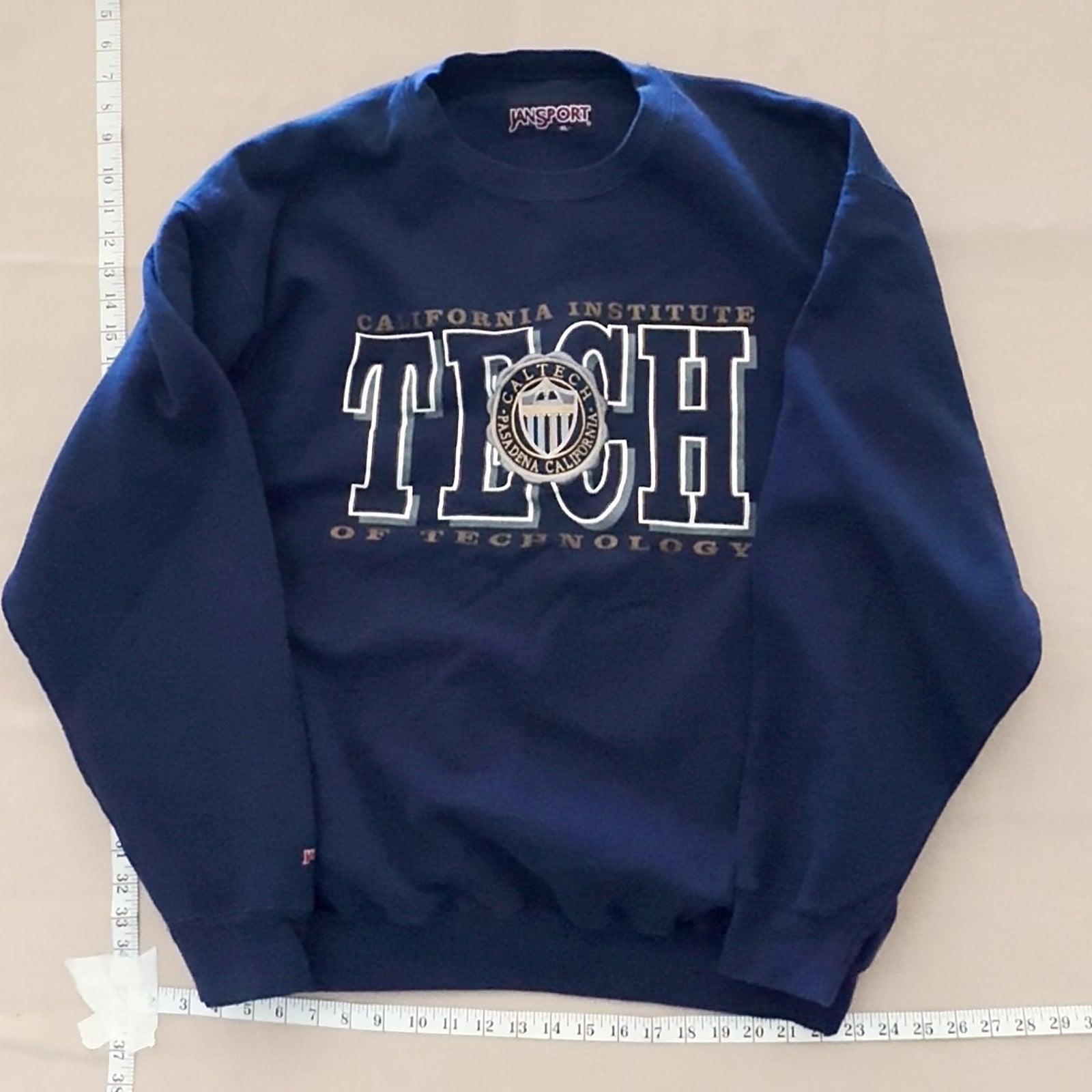 Vintage JanSport California Institute of Technology Sweatshirt Navy Blue Mens XL