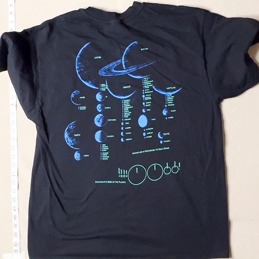 Vintage 90s Planetary Moons Space Astronomy Graphic T-Shirt Black XL Hanes