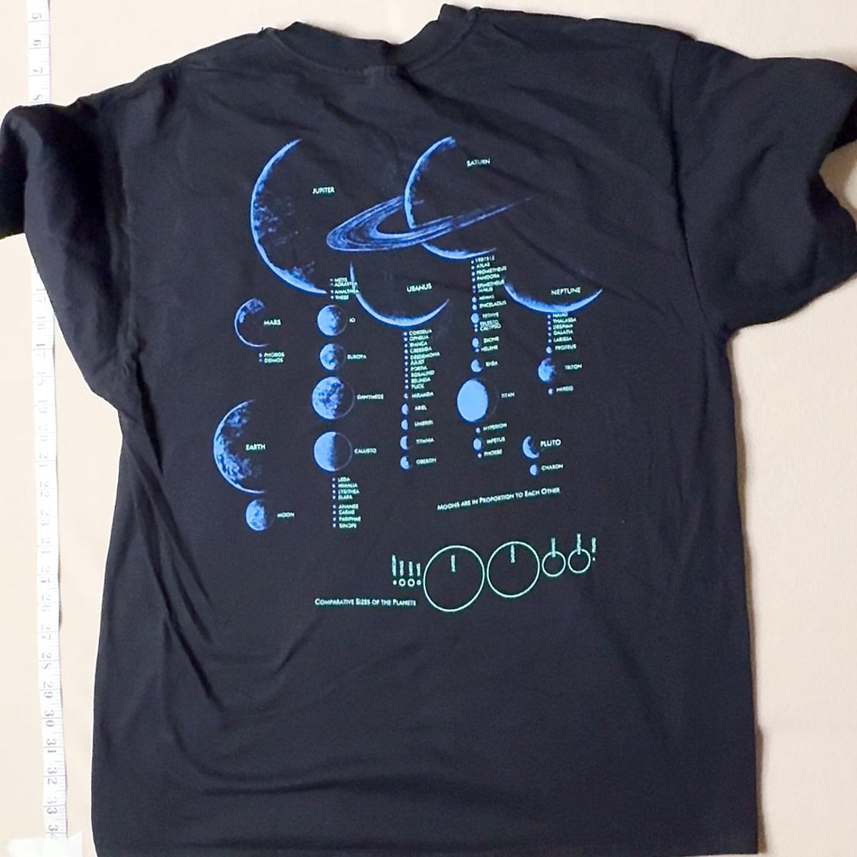 Vintage 90s Planetary Moons Space Astronomy Graphic T-Shirt Black XL Hanes