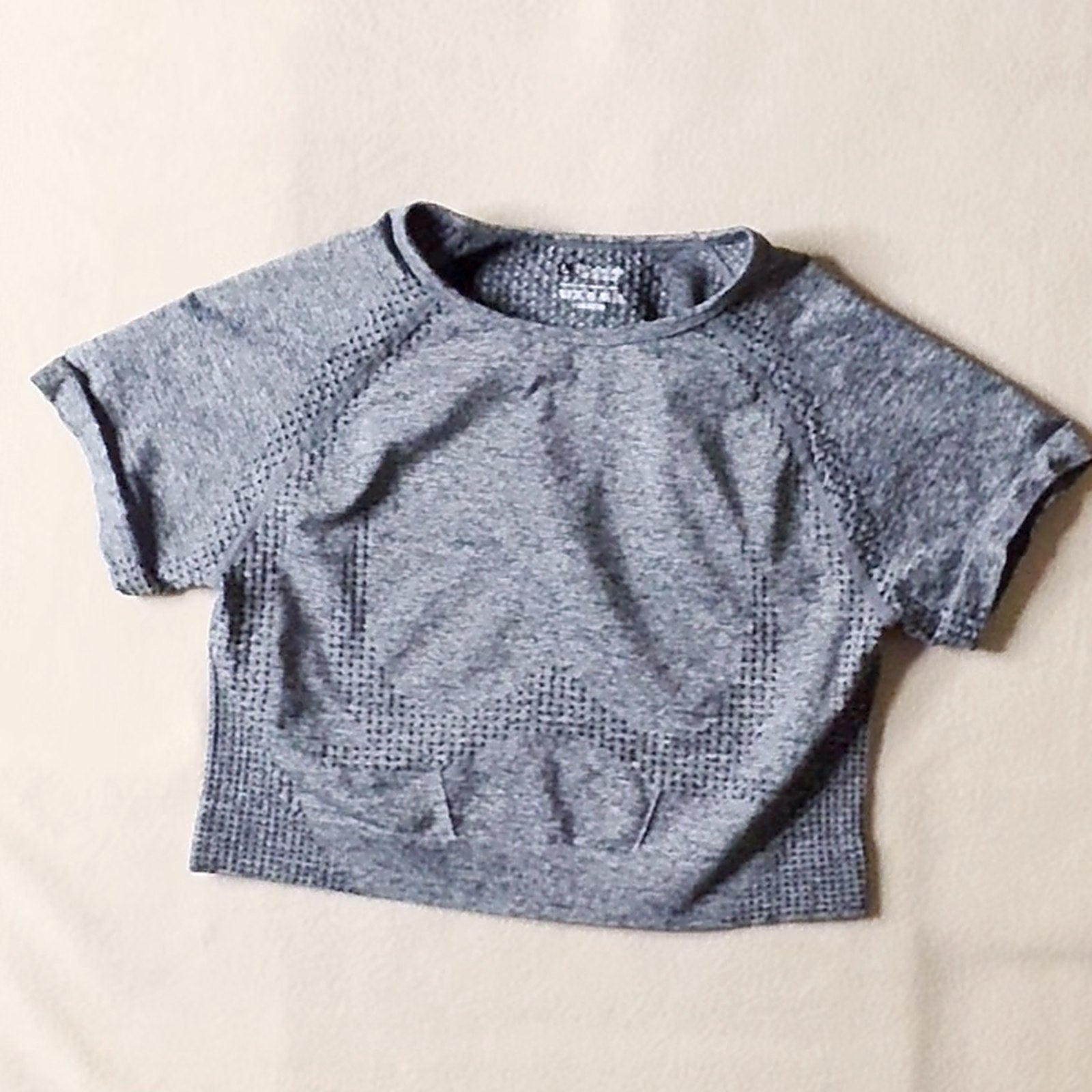Unbranded Women's Grey Seamless Crop Top Short Sleeve Activewear Size L
