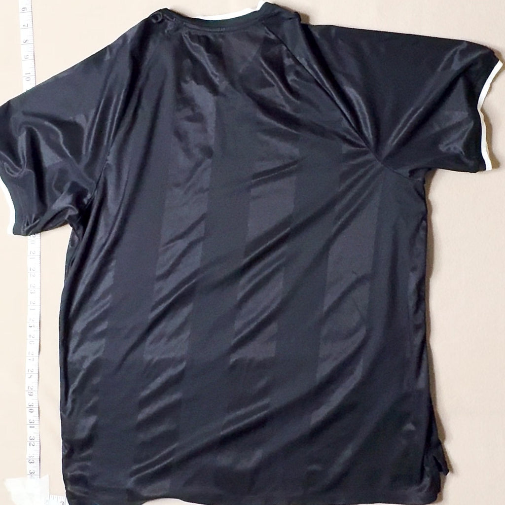 Nike Dri-Fit Tennis Shirt Large Black V-Neck Standard Fit Retro Logo Tee