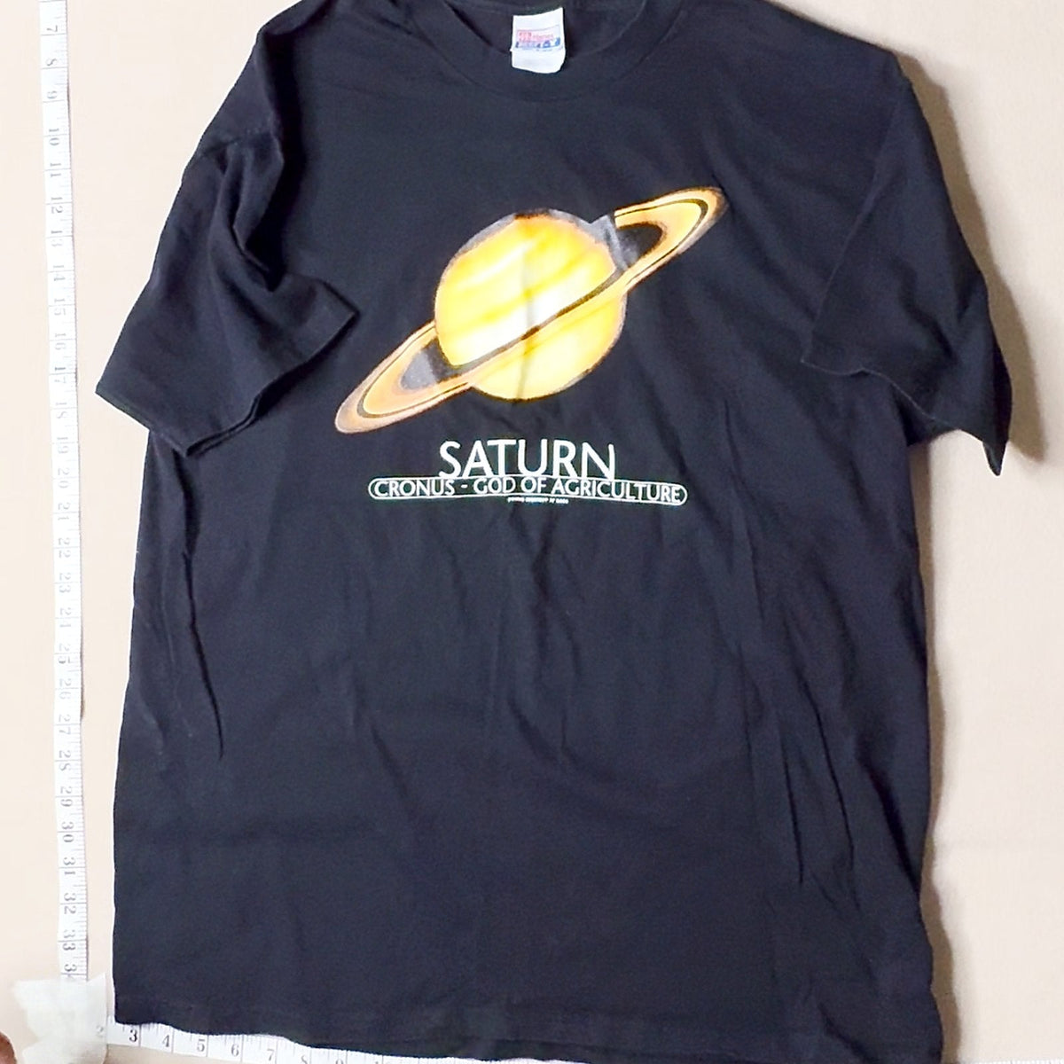 Vintage Hanes Beefy-T Saturn Cronus God of Agriculture Graphic T-Shirt XL Black