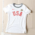 Nike USA Team Red White Ringer T-Shirt Womens XS Short Sleeve Graphic Tee