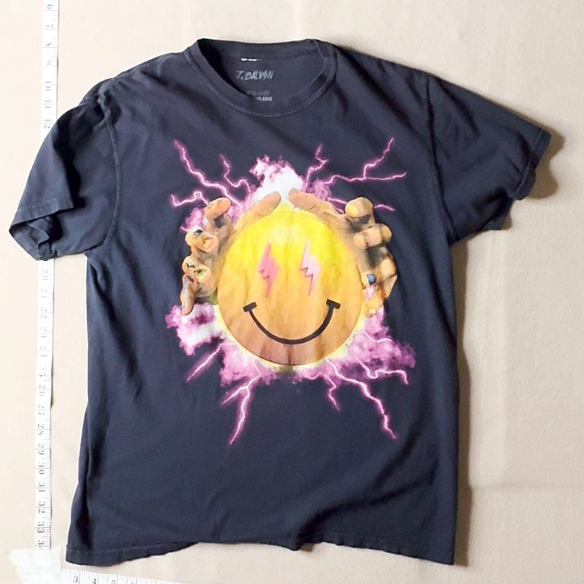J Balvin Festival Run 2021 Graphic T-Shirt Smiley Lightning Unisex