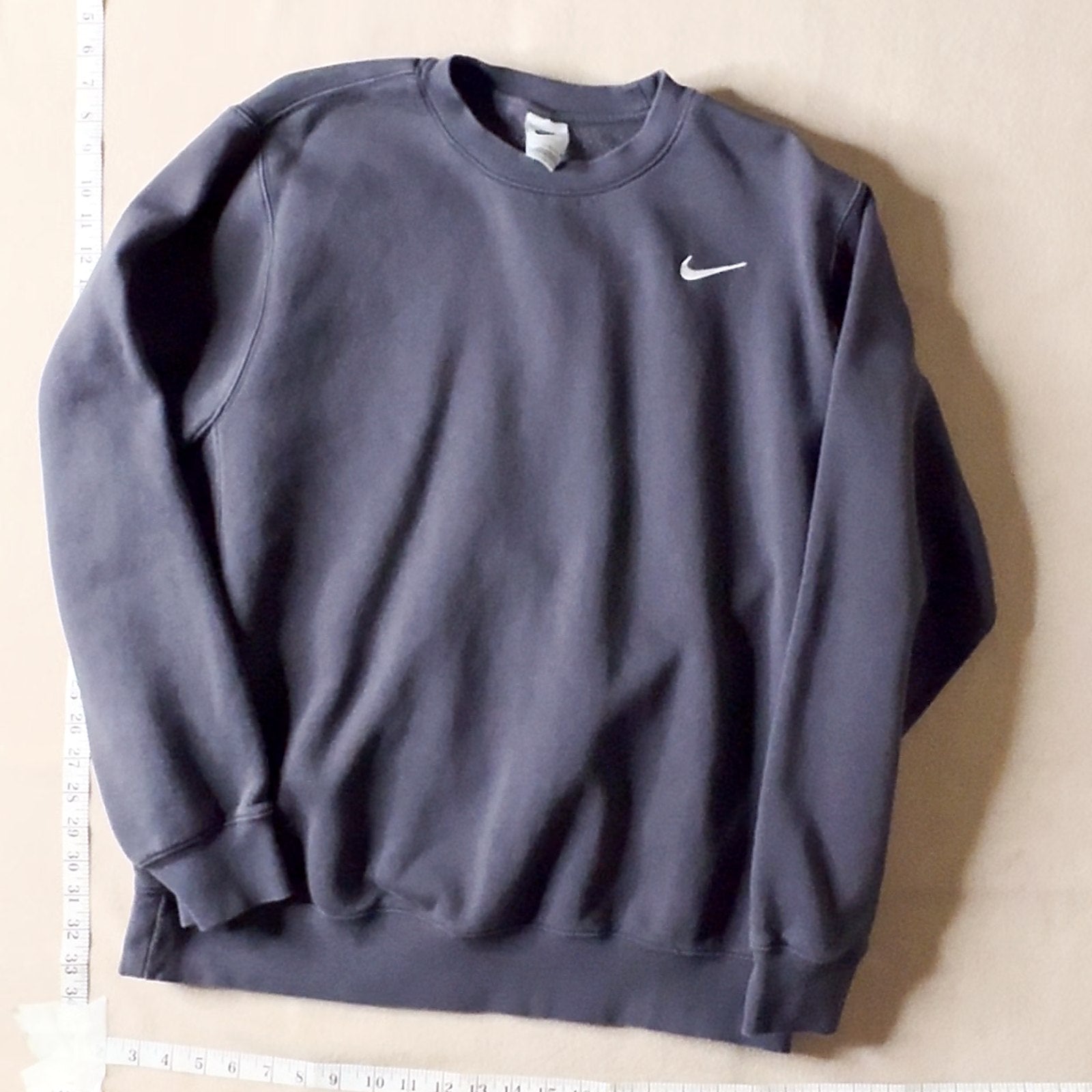 Nike Mini Swoosh Crewneck Sweatshirt Large L Dark Grey Pullover