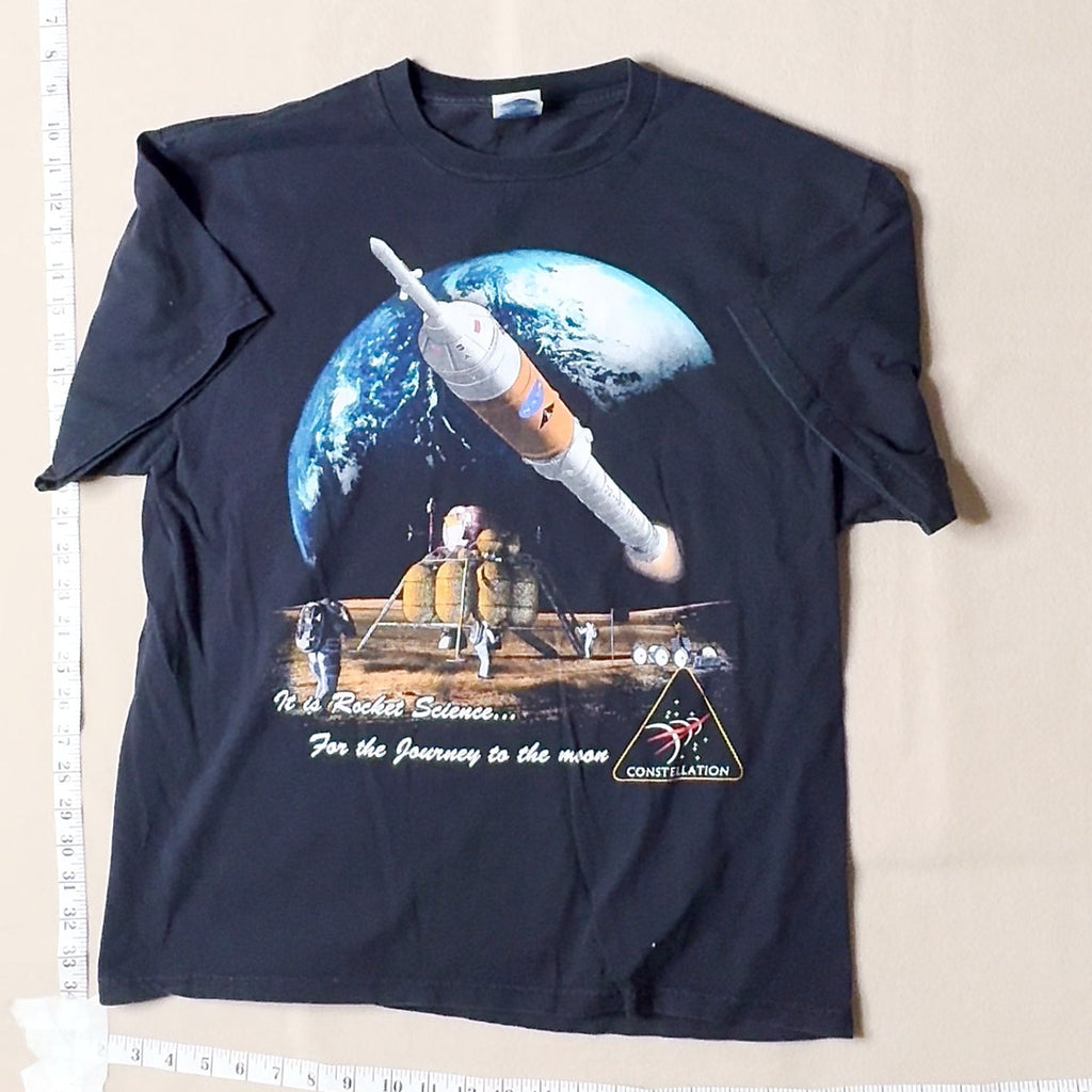 NASA Constellation T-Shirt Rocket Science Moon Journey Black Size L