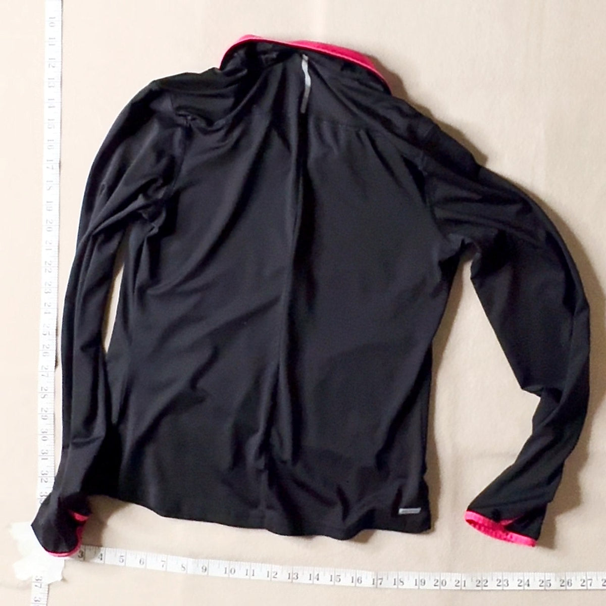 Danskin Now Women's Long Sleeve Quarter Zip Activewear Top Black Pink M (8-10)