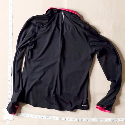 Danskin Now Women's Long Sleeve Quarter Zip Activewear Top Black Pink M (8-10)