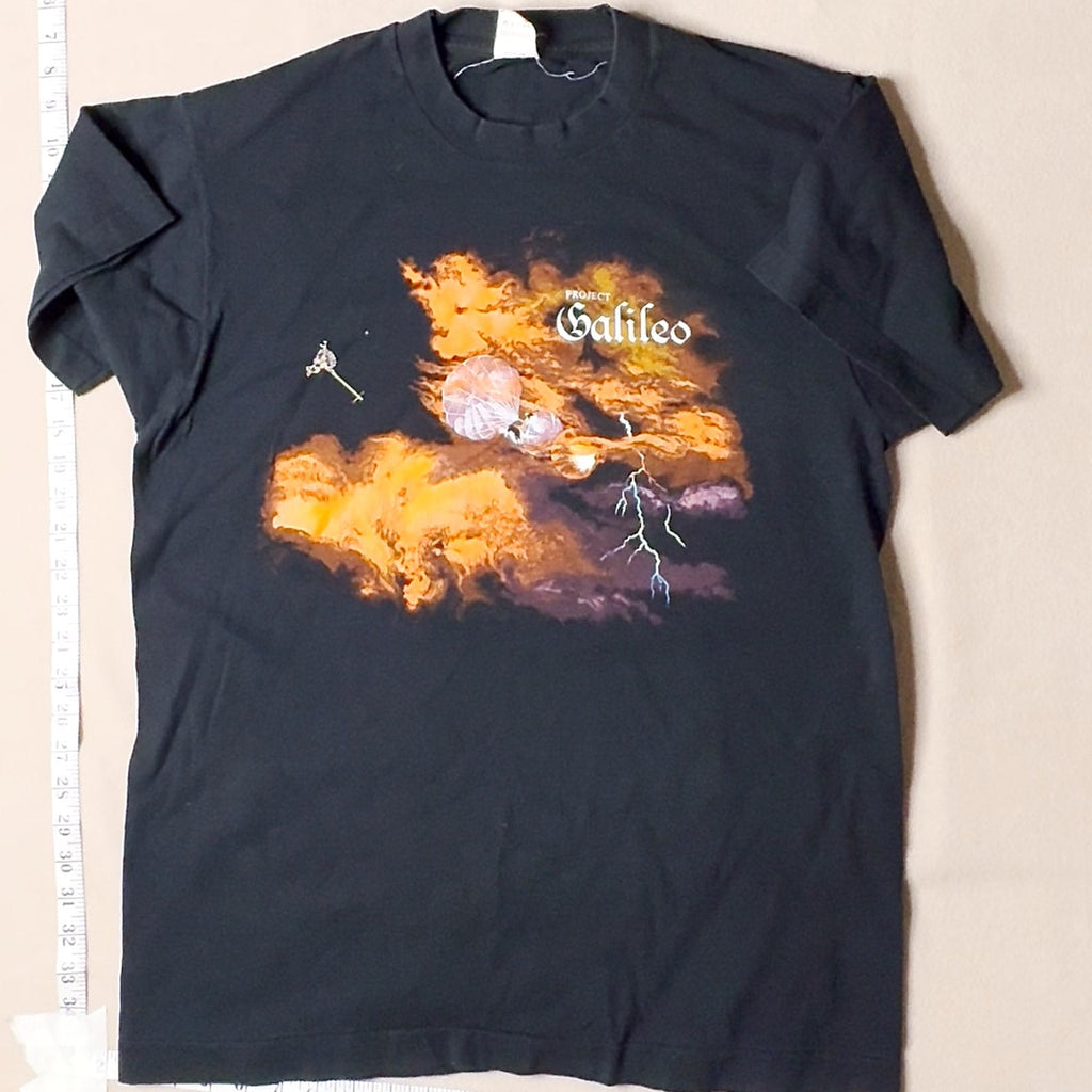 Galileo Graphic T-Shirt Black Adult XL Hanes Heavyweight Lightning Clouds